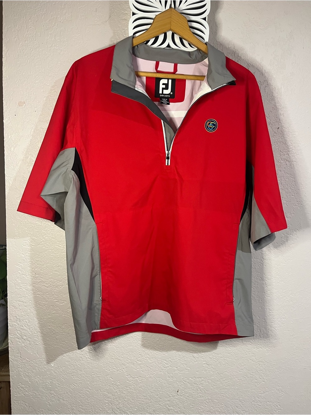 FootJoy Red and Gray Quarter-Zip Hydrolite Golf Polo